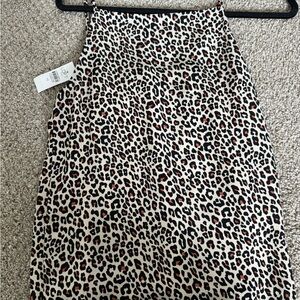 LOFT Cream Leopard Print Tank Top with Black and Rust Spots